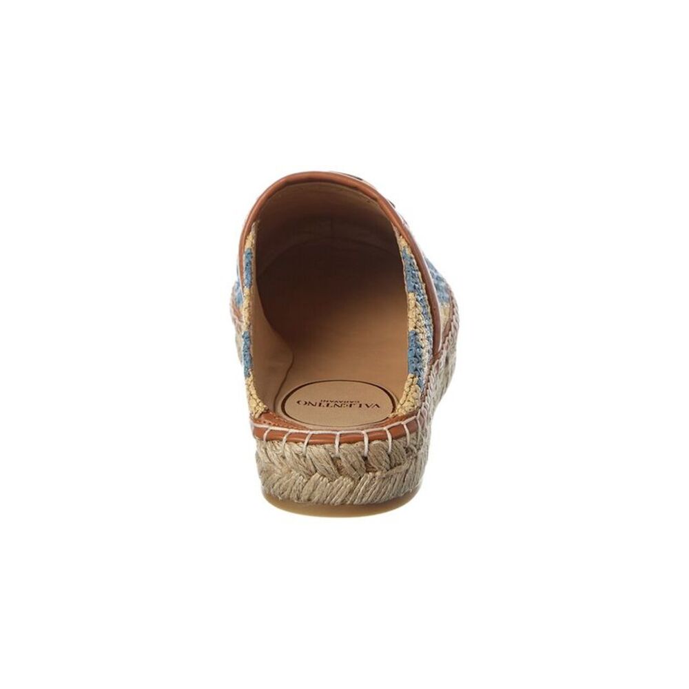 Valentino Vlogo Signature Straw & Leather Mule, Brown - Picture 3 of 5